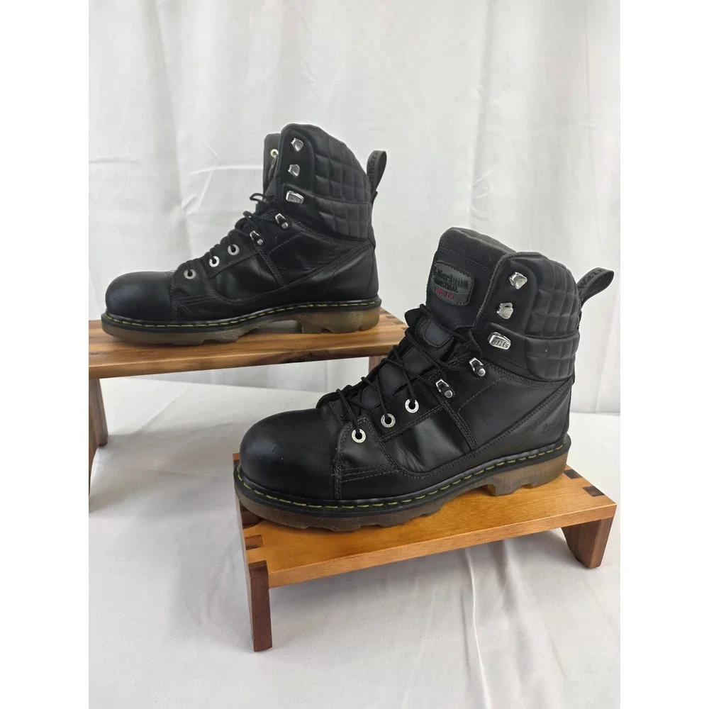 Dr Martens Industrial Aluminum Toe Safety Work Boots Black Mens Size 14 Slip Res